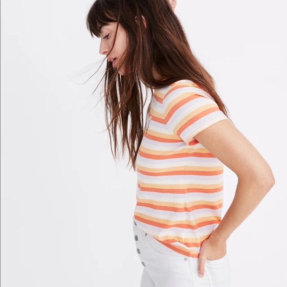 Madewell Daisy Embroidered Northside Vintage Tee in Broadway Stripe Size XS - Picture 5 of 8